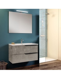 Mobile bagno sospeso 2 cassetti cemento cm 100 ( specchio escluso )