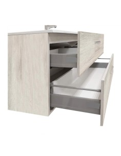 Mobile bagno sospeso 2 cassetti cm 100 Quercia Bianco (Specchio escluso) 2