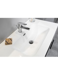 Composizione bagno sfalsata Bianco / Quercia ( Specchio escluso ) 2