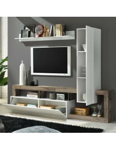 Parete soggiorno Bianco laccato / Pero 2