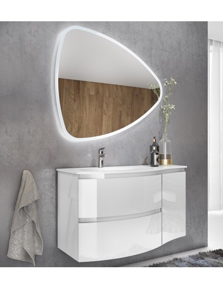 Composizione bagno in MDF Bianco laccato da 105 (Specchio escluso)