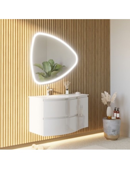 Composizione bagno in MDF Bianco laccato da 105 (Specchio escluso)