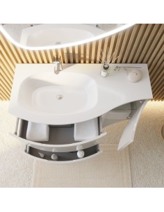 Composizione bagno in MDF Bianco laccato da 105 (Specchio escluso) 2