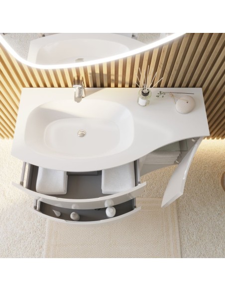 Composizione bagno in MDF Bianco laccato da 105 (Specchio escluso)