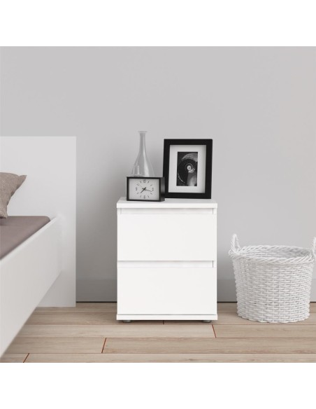 Comodino 2 cassetti Bianco