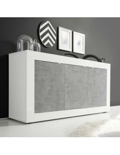 Madia 3 ante Bianco Laccato / Cemento