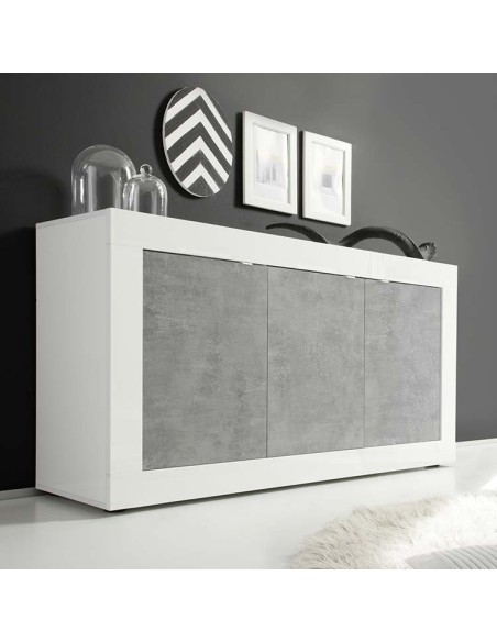 Madia 3 ante Bianco Laccato / Cemento