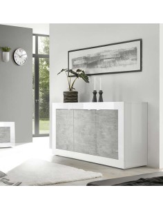 Madia 3 ante Bianco Laccato / Cemento 2