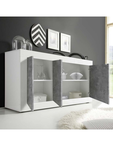 Madia 3 ante Bianco Laccato / Cemento