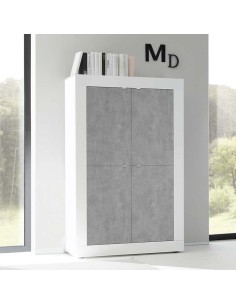 Madia credenza alta Bianco laccato / Cemento