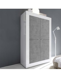 Madia credenza alta Bianco laccato / Cemento 2