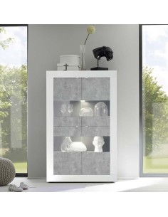 Vetrina 4 ante Bianco laccato / Cemento 2