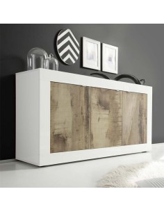 Madia 3 ante moderna Bianco Laccato / Pero