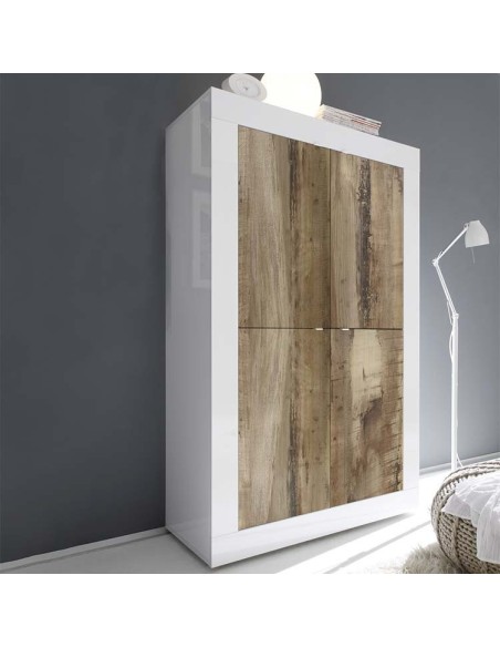 Madia credenza alta Bianco laccato / Pero