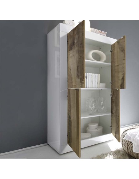 Madia credenza alta Bianco laccato / Pero