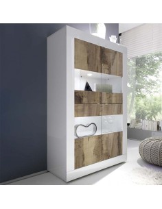 Vetrina 4 ante Bianco laccato / Pero