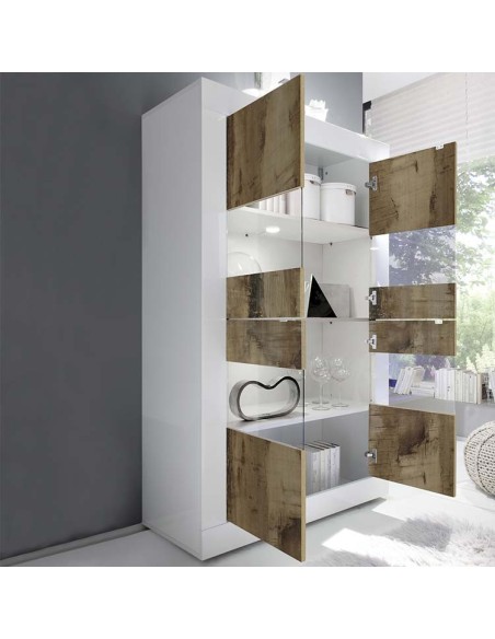 Vetrina 4 ante Bianco laccato / Pero