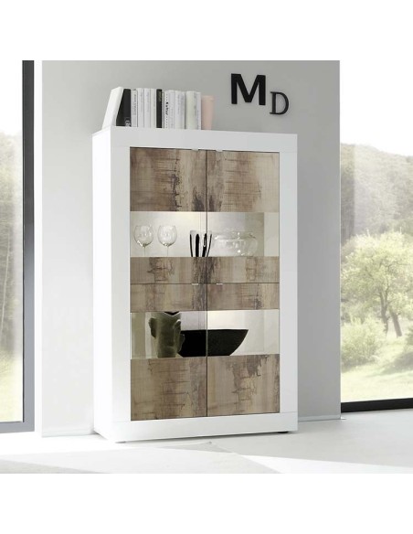 Vetrina 4 ante Bianco laccato / Pero