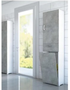 Colonna con cestello portabiancheria Bianco/Cemento 2