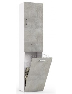 Colonna con cestello portabiancheria Bianco/Cemento