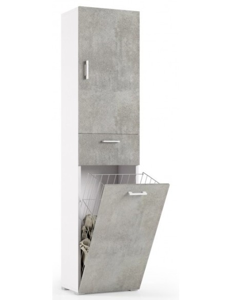 Colonna con cestello portabiancheria Bianco/Cemento