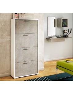 Scarpiera 4 ribalte Bianco / Cemento (Doppia capienza)