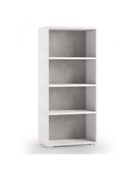 Libreria moderna Bianco con schienale Cemento