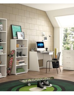 Libreria moderna Bianco con schienale Cemento 2