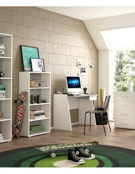 Libreria moderna Bianco con schienale Cemento