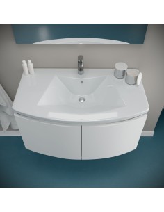 Mobile bagno da 80 + specchio con faretto Bianco laccato 2