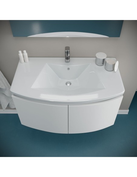 Mobile bagno da 80 + specchio con faretto Bianco laccato