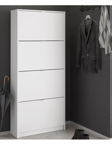 Scarpiera 4 ribalte doppia profondità Bianco Opaco