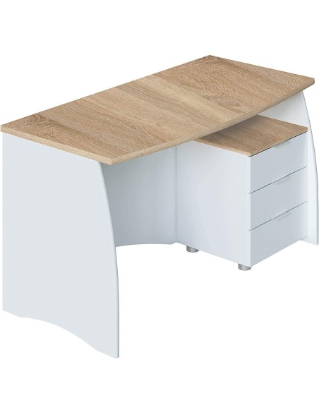 Scrivania ufficio con cassettiera inclusa Bianco / Rovere