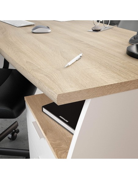 Scrivania ufficio con cassettiera inclusa Bianco / Rovere