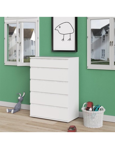Cassettiera 5 larga cassetti Bianco