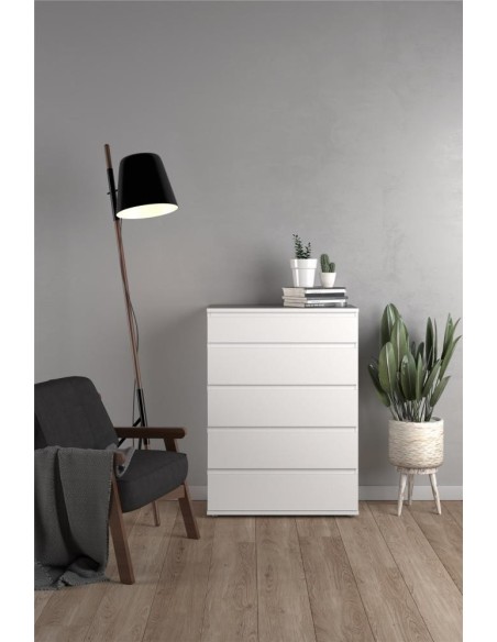 Cassettiera 5 larga cassetti Bianco