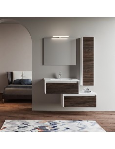 Composizione bagno sfalsata olmo caffè bianco laccato (Specchio escluso) 2