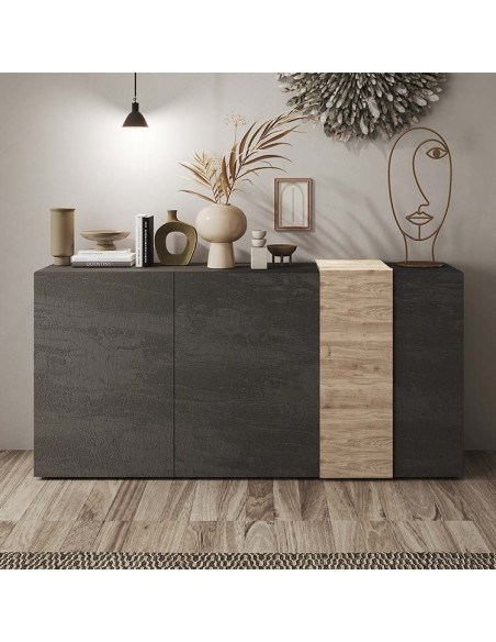 Madia 3 ante con fascia Titanio / Rovere Kadiz