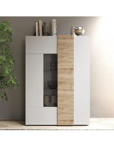 Vetrina 2 ante con fascia Bianco laccato / Kadiz