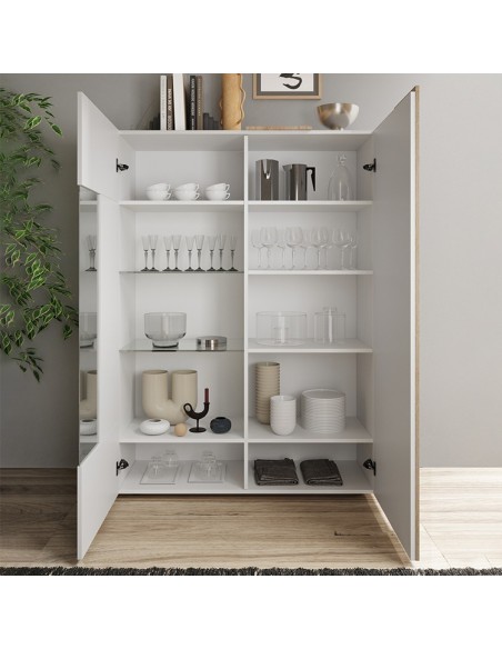 Vetrina 2 ante con fascia Bianco laccato / Kadiz