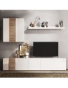 Parete soggiorno con base TV - pensile - mensola Bianco laccato
