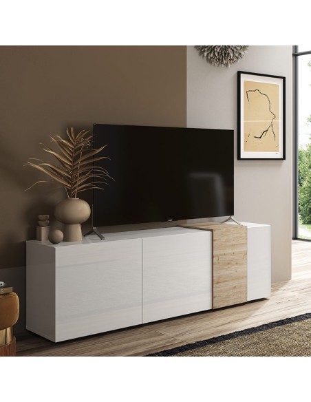 Porta TV 3 ante con fascia Bianco laccato / Kadiz