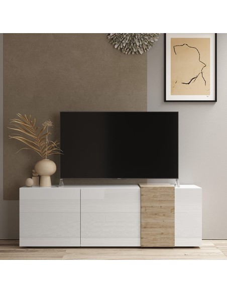 Porta TV 3 ante con fascia Bianco laccato / Kadiz
