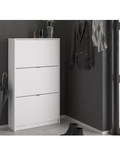 Scarpiera 3 ribalte Doppia profondità Bianco Opaco