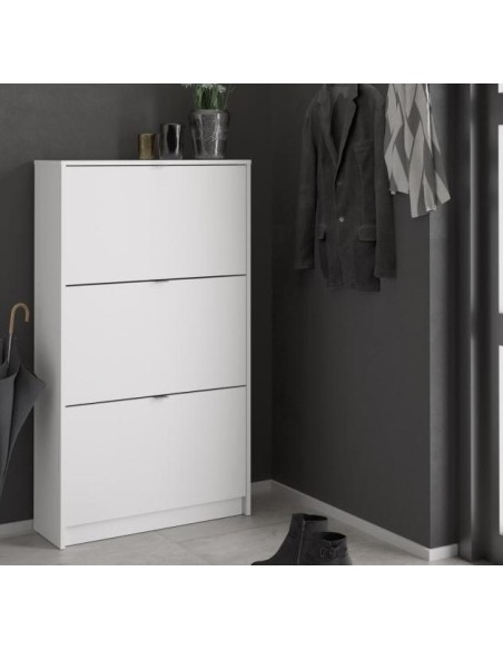 Scarpiera 3 ribalte Doppia profondità Bianco Opaco