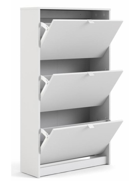 Scarpiera 3 ribalte Doppia profondità Bianco Opaco