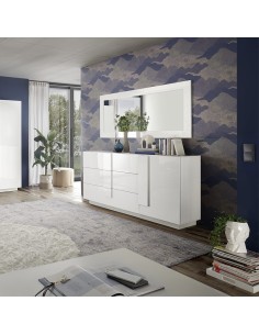 Madia 1 anta - 3 cassetti Bianco Laccato 2