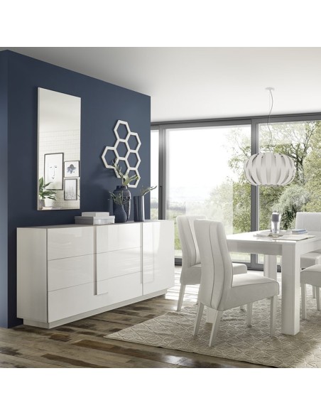 Madia 1 anta - 3 cassetti Bianco Laccato