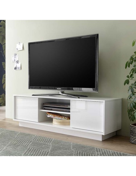 Porta TV 2 ante 1 ripiano Bianco laccato