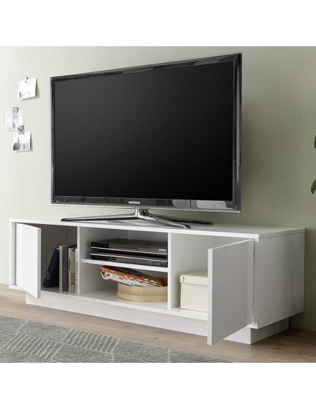 Porta TV 2 ante 1 ripiano Bianco laccato